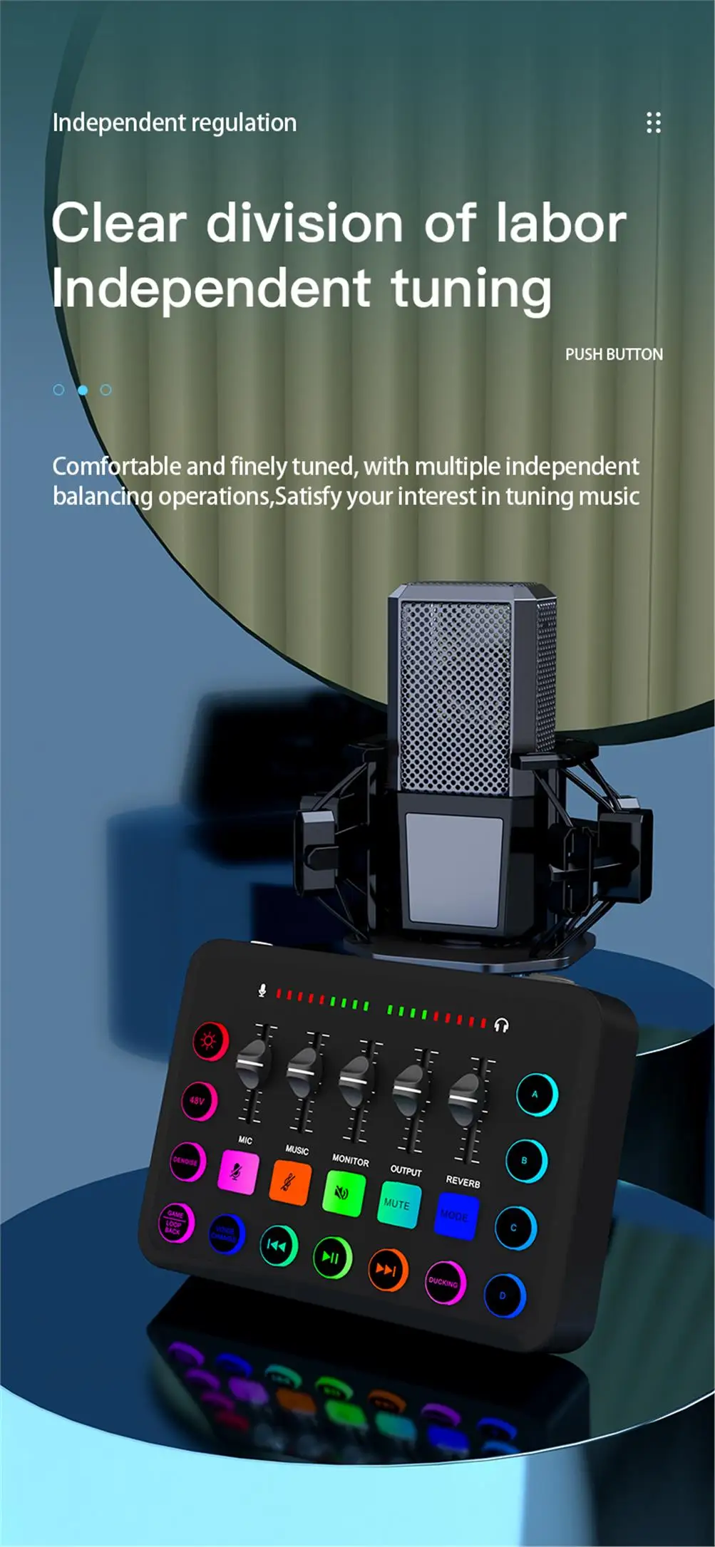 5-Channel Sound Audio Mixer F11 Sound Card Live Streaming for Game Voice Podcast