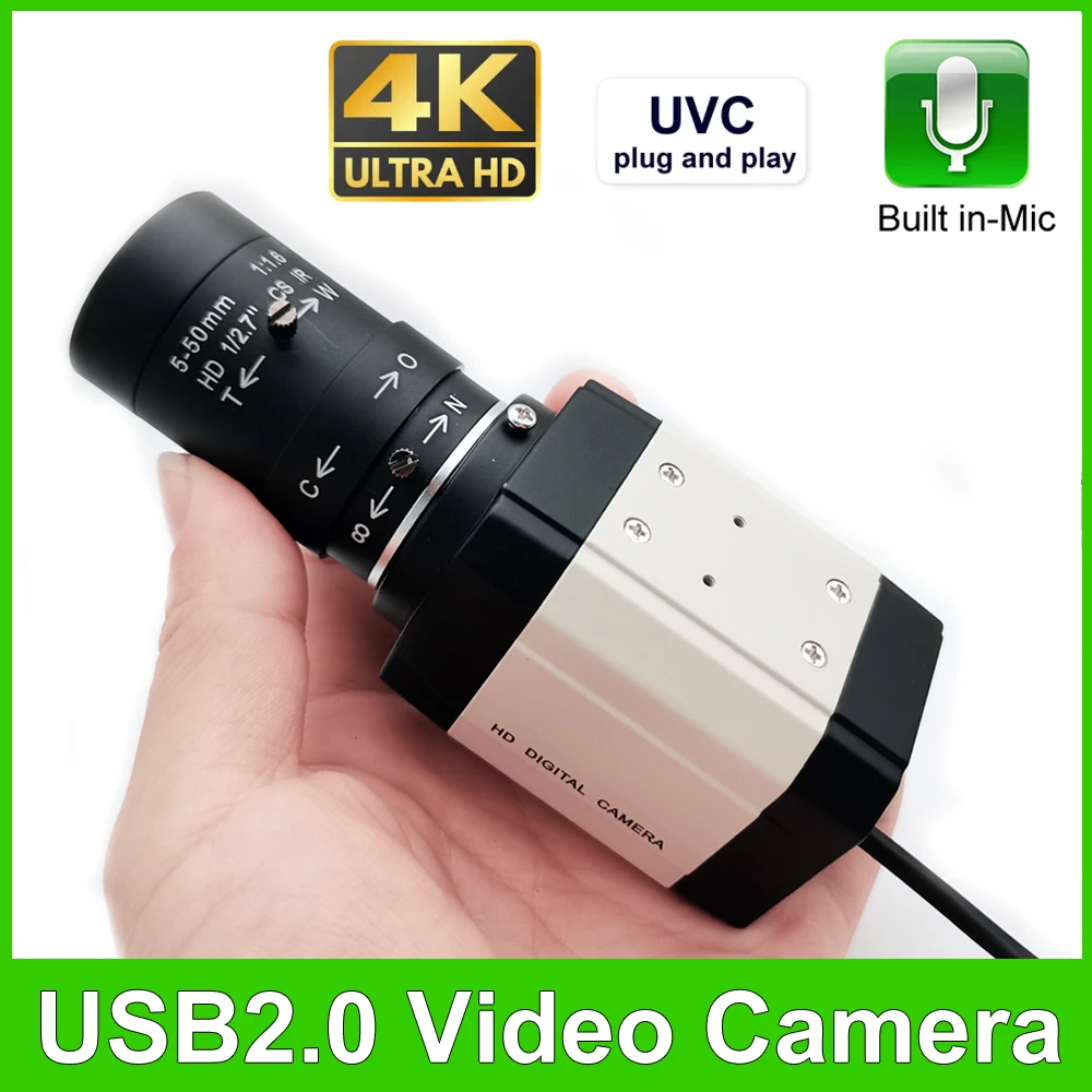 30fps 4K USB Webcam 1440P 2K Web Camera Built In Microphone With CS 5-50mm/2.8-12mm Manual zoom Lens For Video Call/ Conference