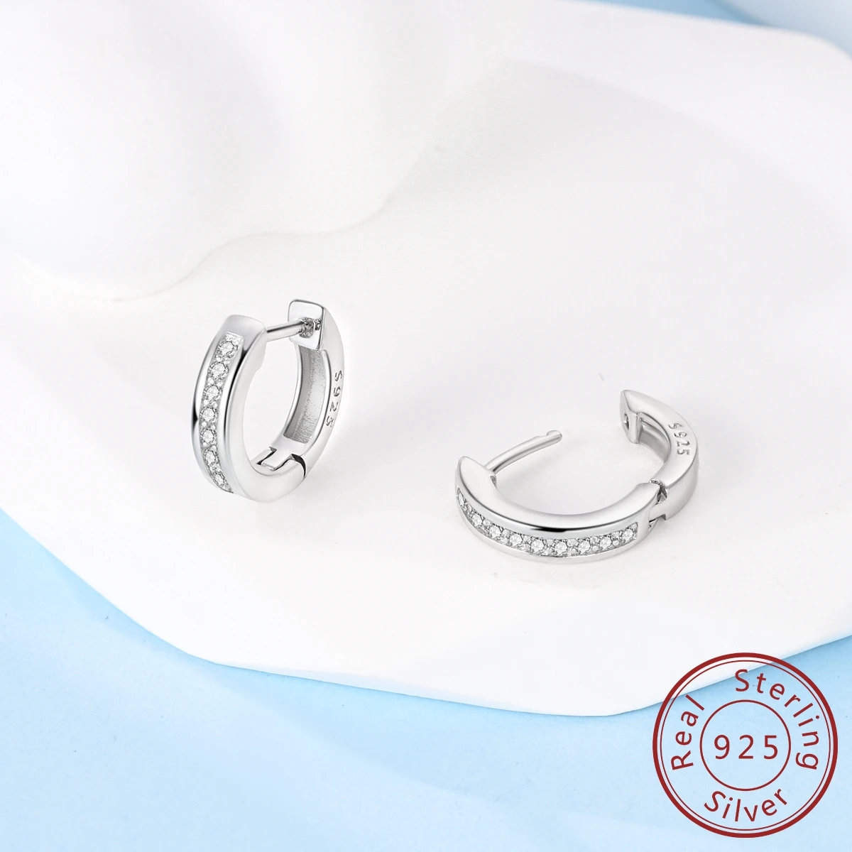 MULA 925 Sterling Silver Woman Hoop Earring Zircon Round Pendientes Fine Jewelry Gift 1PC Silver Hoop Earrings