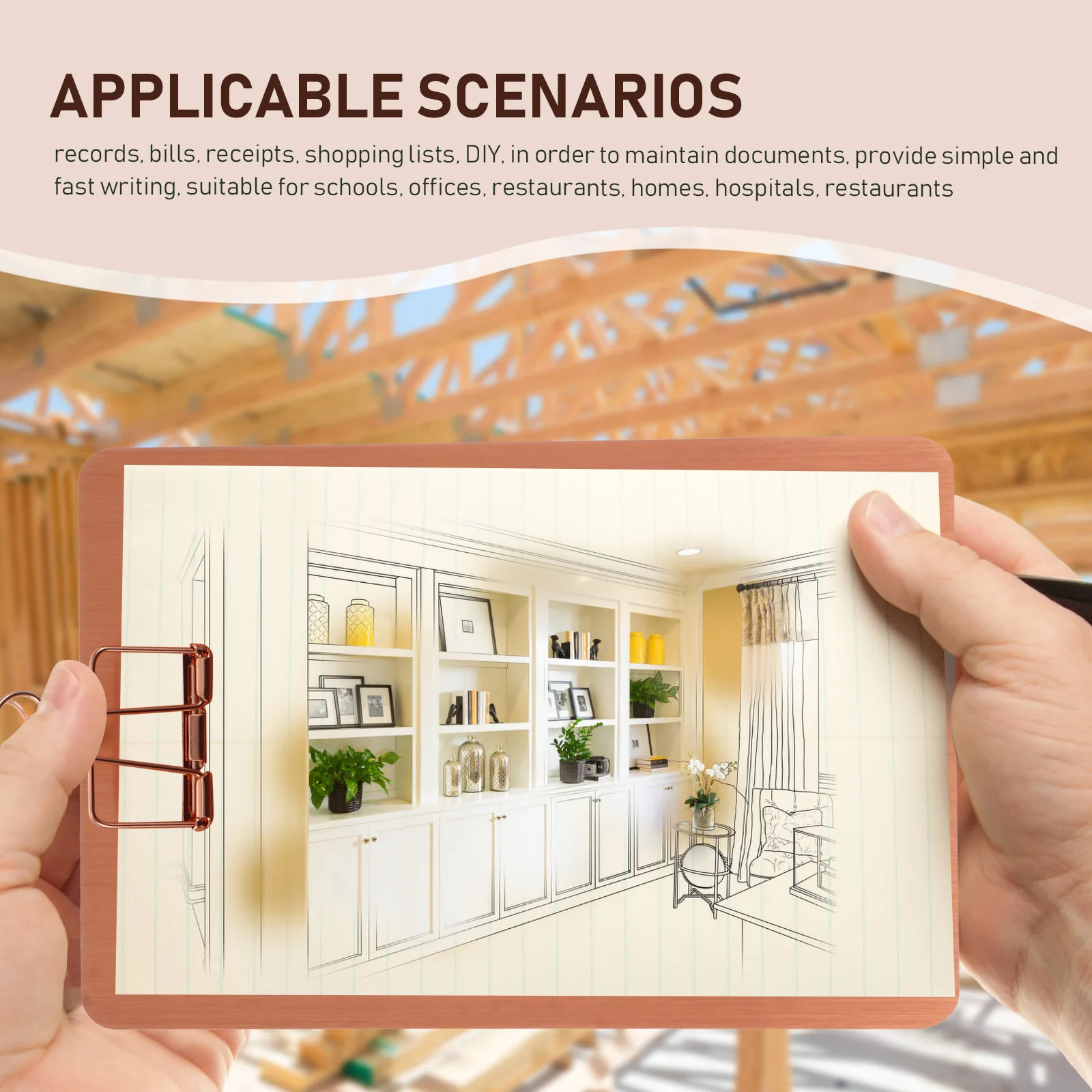 A5 노트 부목 클립보드, 금속 쓰기 판지 거치대, 스테인레스 스틸 미니 바인더 포켓 폴더