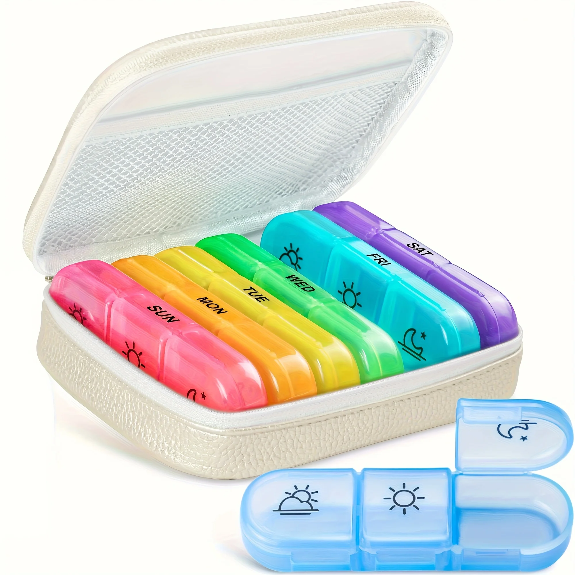 Deluxe Portable 7-Day Pill Organizer with Stylish PU Leather Travel Case, Pink