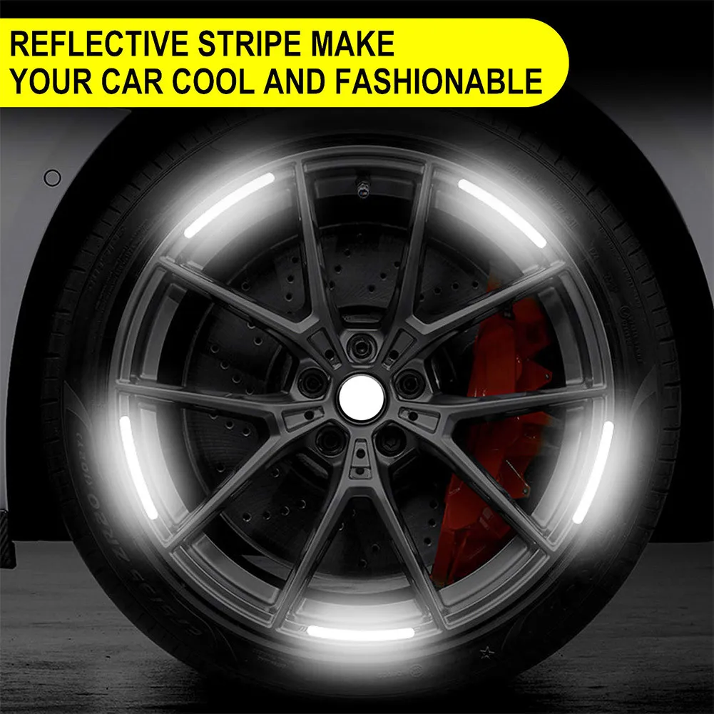 20pcs Reflective Car Wheel Rim Decal Sticker Universal Wheel Rim Stickers Improve The Safety Of Walking At Night For Car Accesso