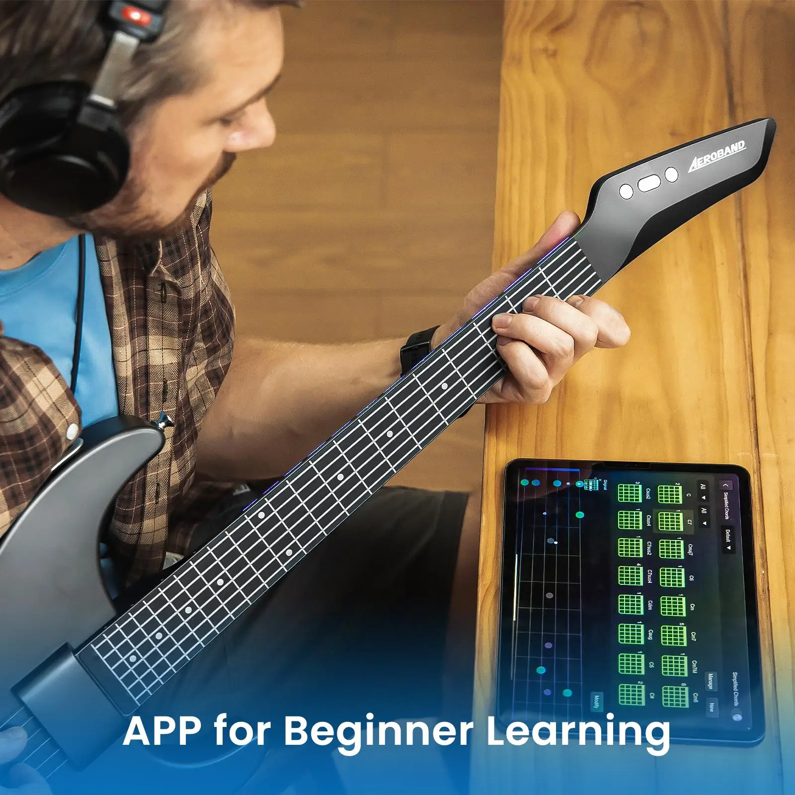 AeroBand 無痛ギタースマートシリコン弦 Bluetooth と 8 サウンド USB
