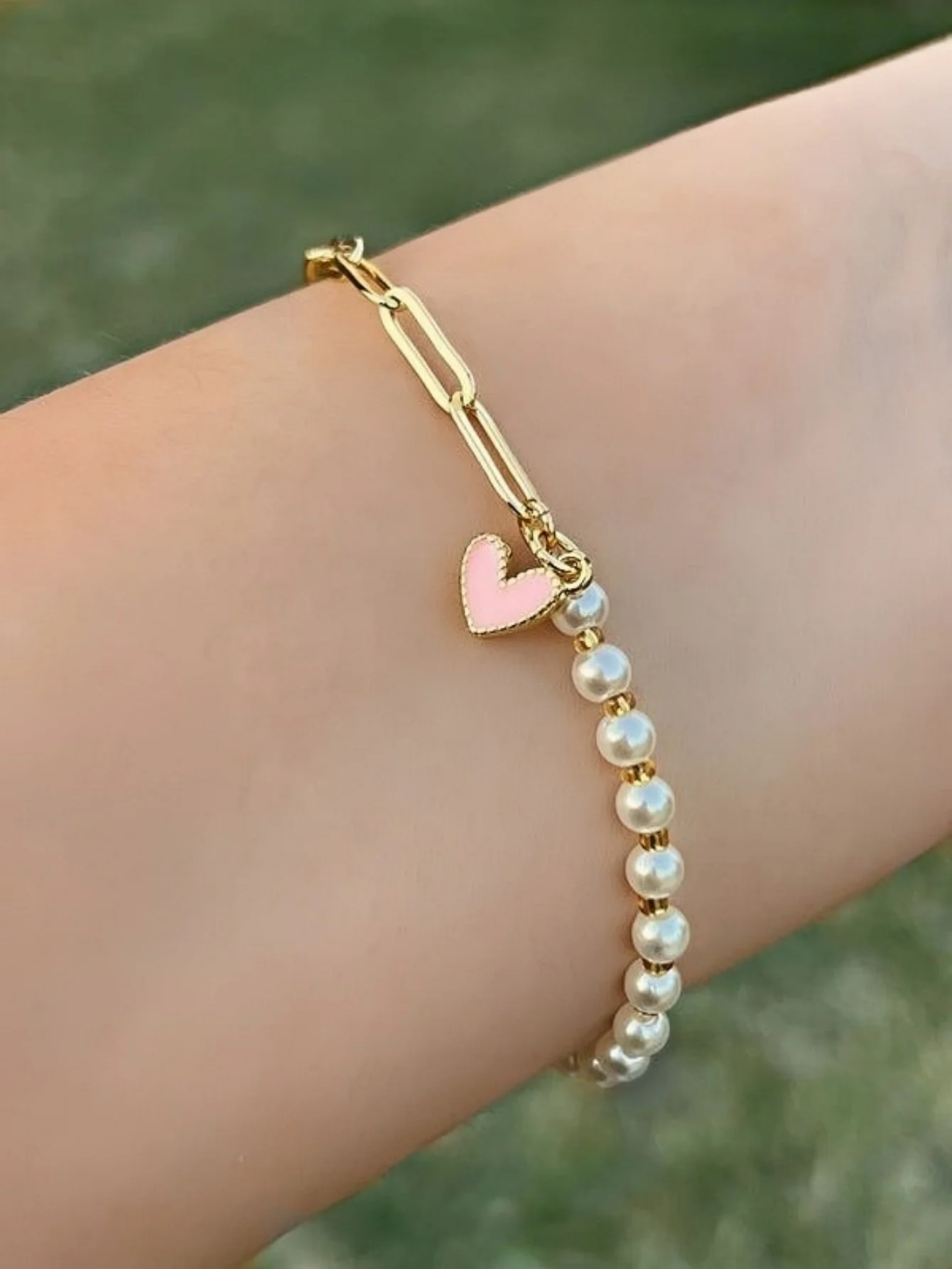 Fashion Bracelet Imitation Pearl Beaded Metal