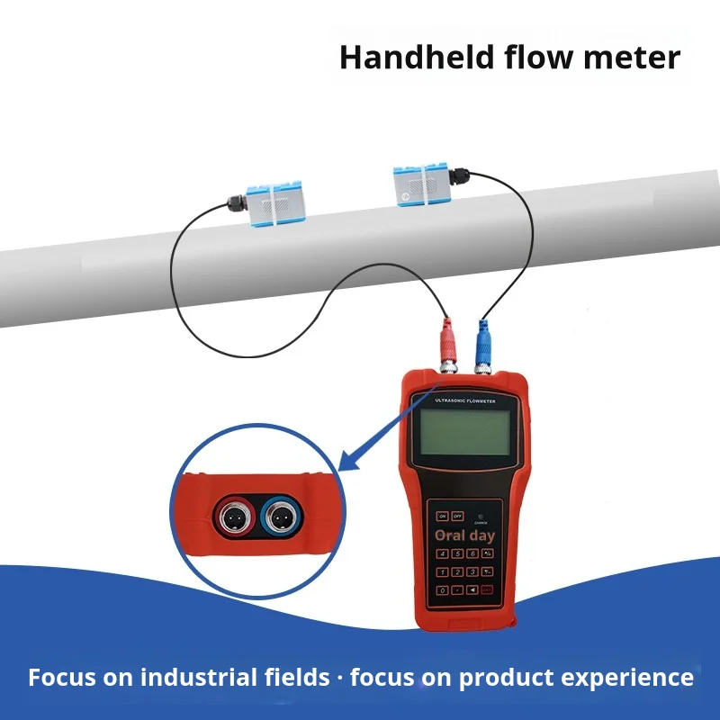 Ultrasonic flow meter Handheld Ultrasonic flow meter Portable Clamp-on Flow measurement device Non-invasive Digital Ultrasonic flowmeter With display