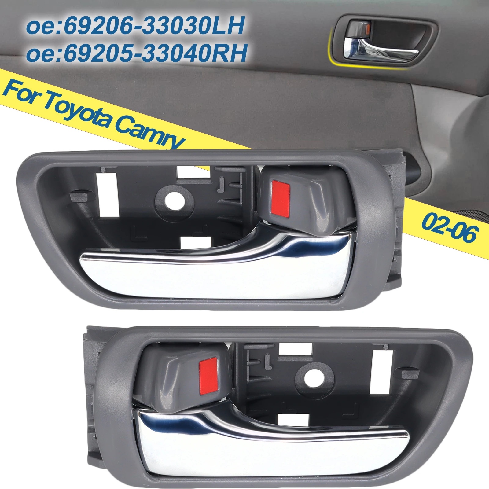Inner Door Handle Inside Front Rear Chrome For Toyota Camry CV Grey 69206-33030LH 6920633030E Replacement