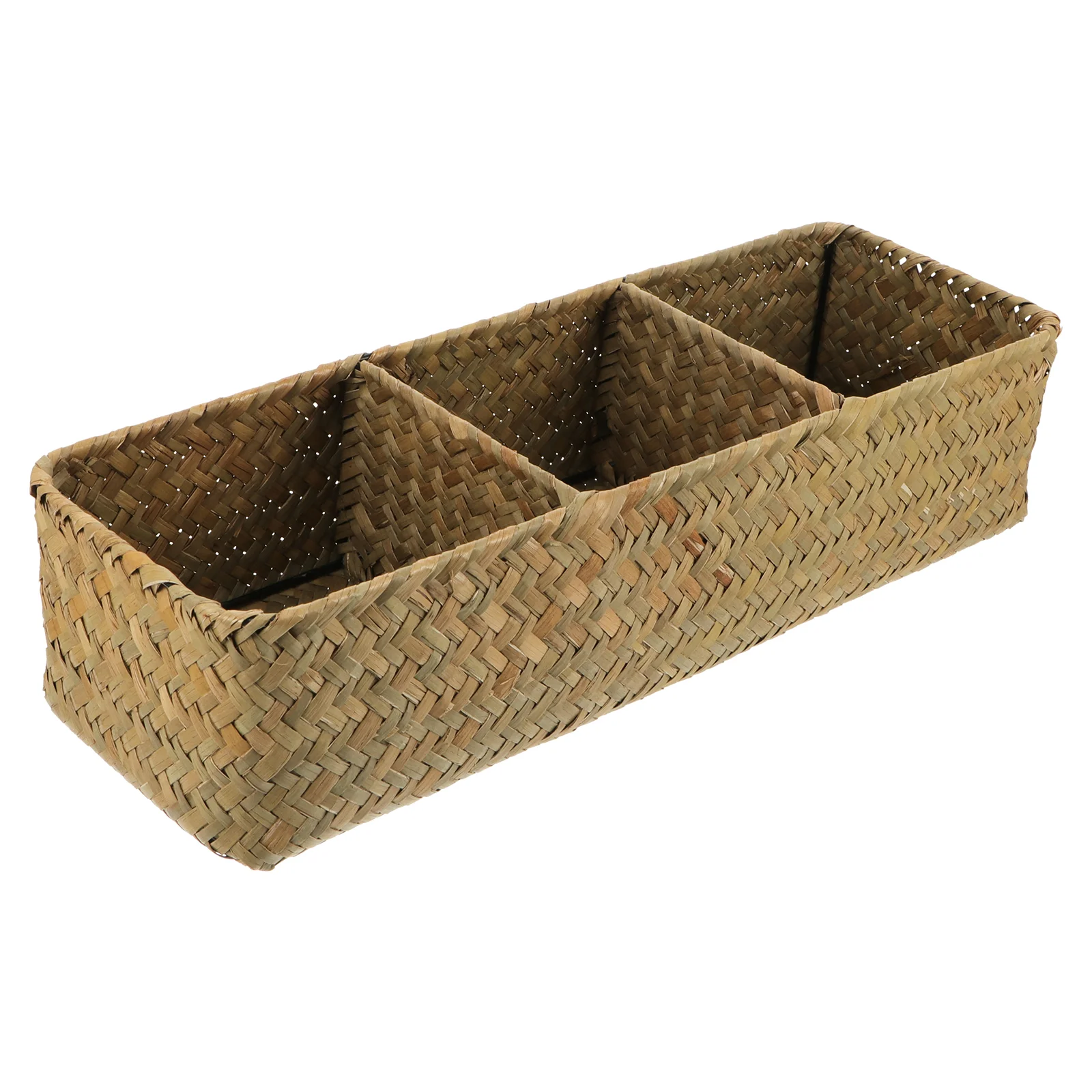 

Compartments Home Storage Basket Box Handmade Seagrass Woven Storage Box Sea Grass Woven Sundries Storage Container