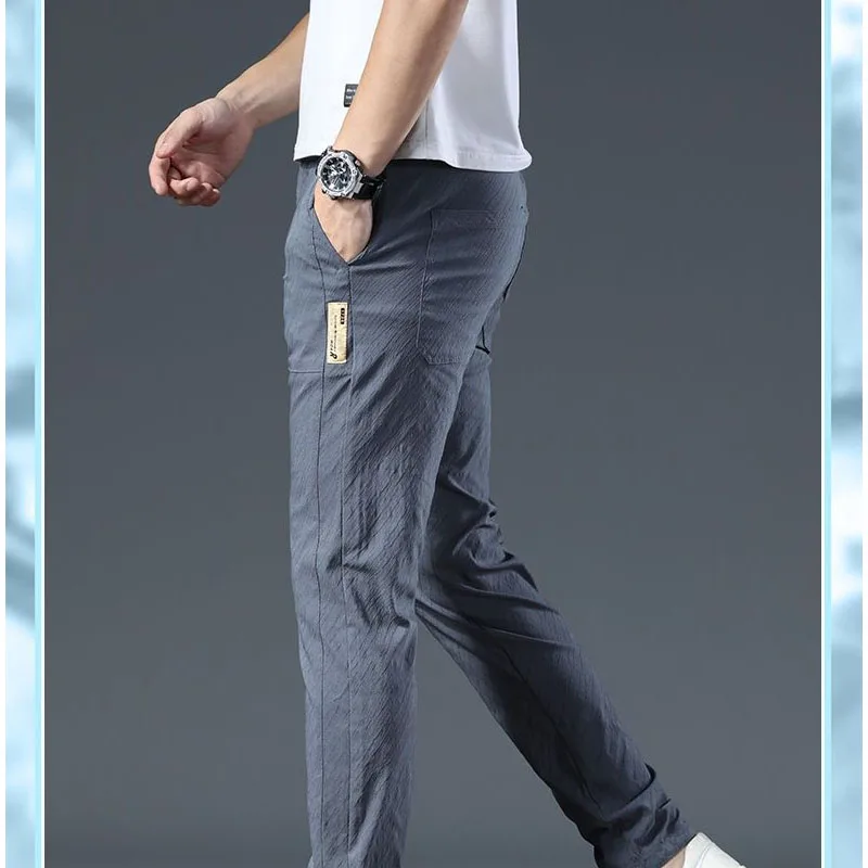 Summer New Commuter Men's Trousers Solid Color Screw Thread Mid Waist Button Casual Loose Young Style Fashion Straight Pants