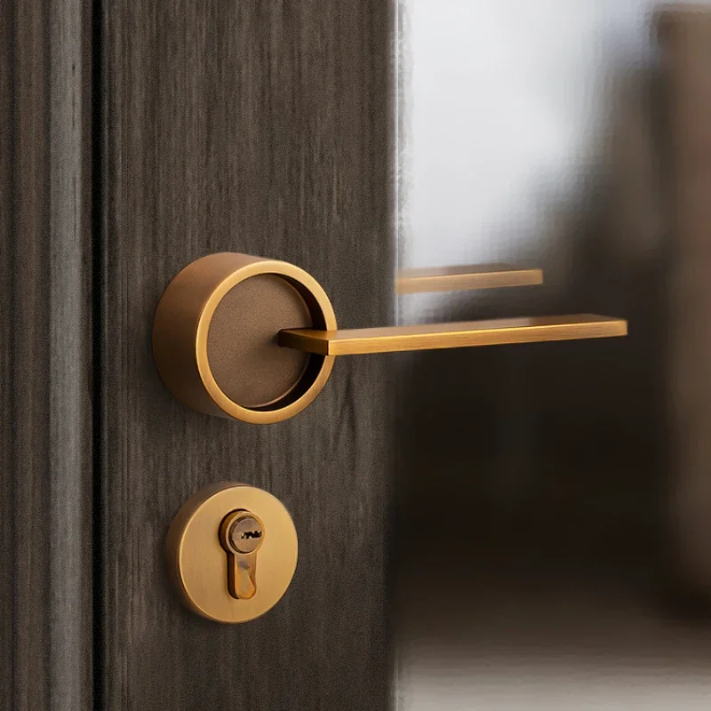 

Bedroom door lock indoor Nordic silent door lock modern simple magnetic door lock bronze American door lock