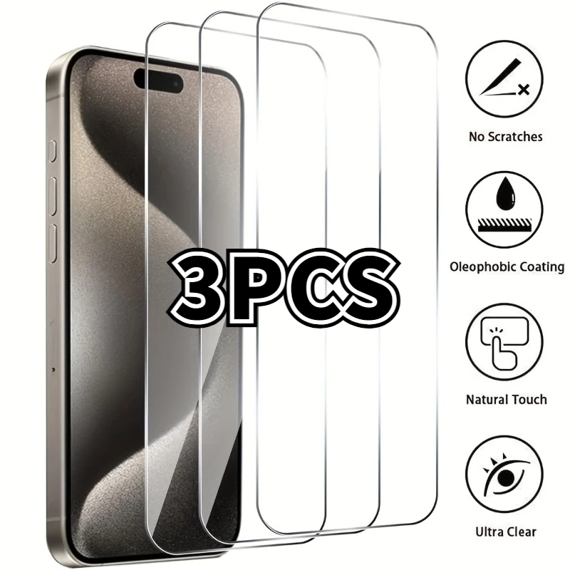 

3Pcs Tempered Glass Screen Protector Compatible With IPhone 15 14 Pro Max 13 12 Mini Pro 11 Pro Max 6 7 8Plus XR XS Glass Film