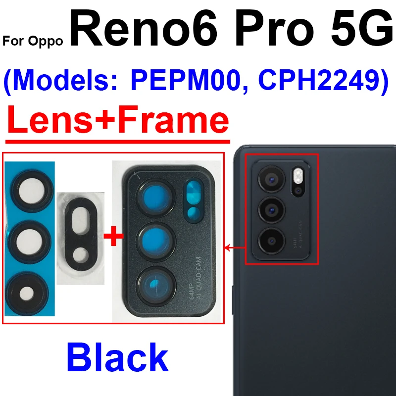 Vetro Posteriore Fotocamera Per OPPO Reno 6 / 6 Pro 5G (CPH2251, CPH2247) - Lente Originale Compatibile