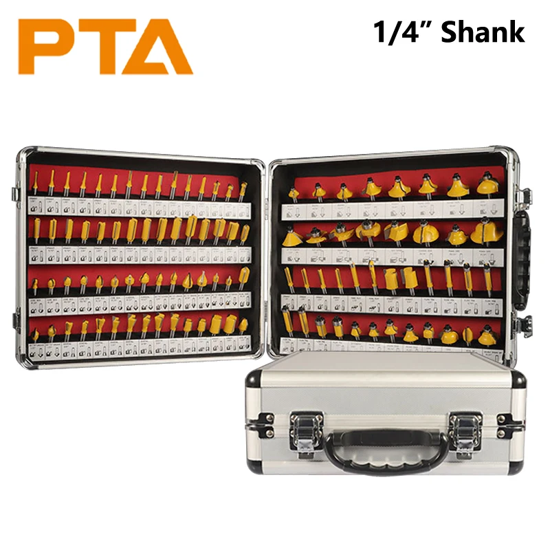 6-35MM-Shank-100PCS-Yellow-DIY-Wood-Router-Bits-Set-Woodworking-Milling ...