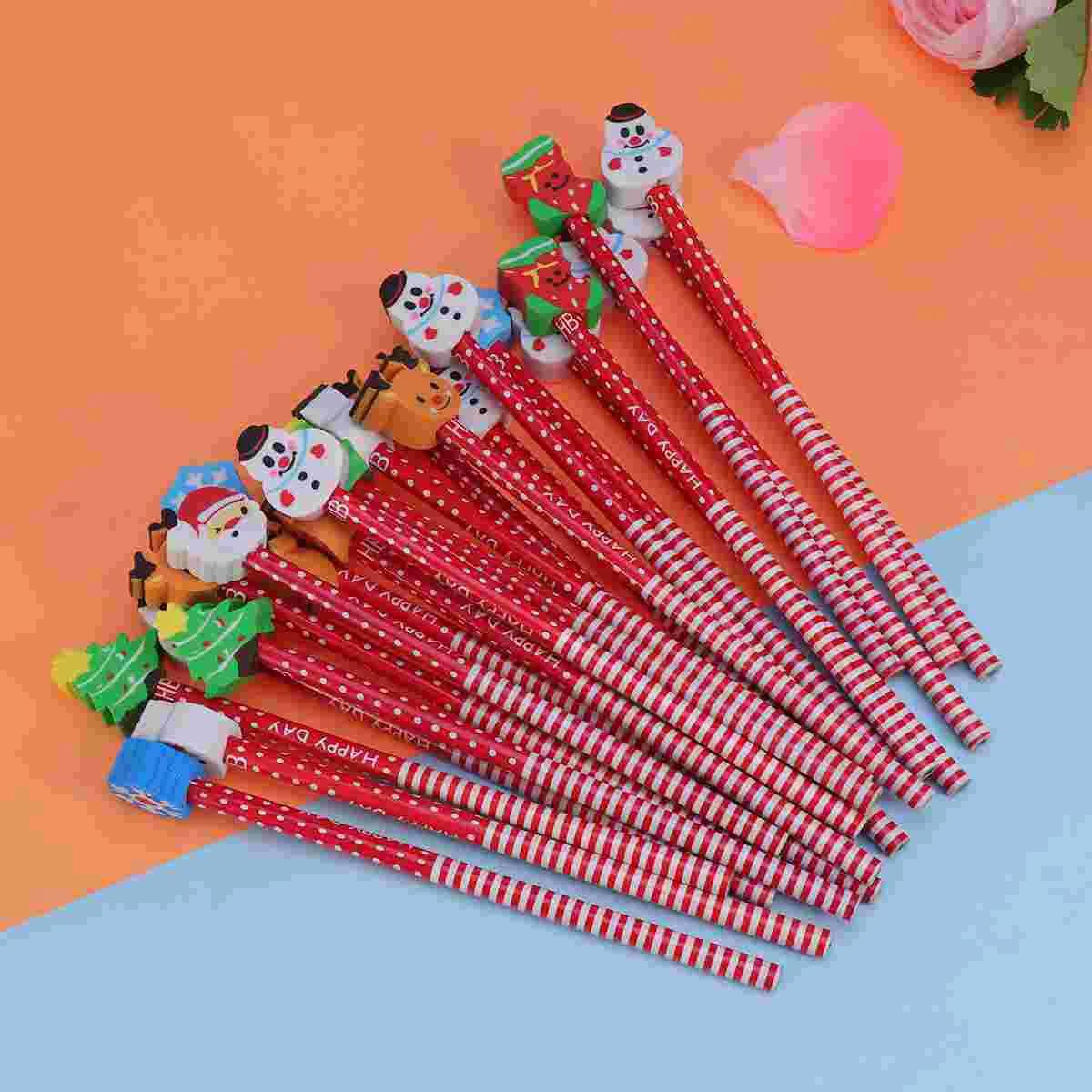 

Christmas Pencil with Eraser Students Pencils With Rubber Erasers Cartoon Pencils Christmas Gift Office School Stationery
