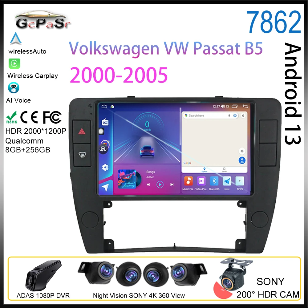 

Android For Volkswagen VW Passat B5 2000-2005 Car Auto Radio Multimedia Video Player Carplay GPS Navigation camera Screen DVD