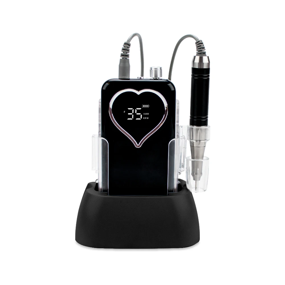 Professional Manicure Nail Art Set Coreless Motor 35K Strong Powerful Cordless Wireless Nail Drill Machine 4