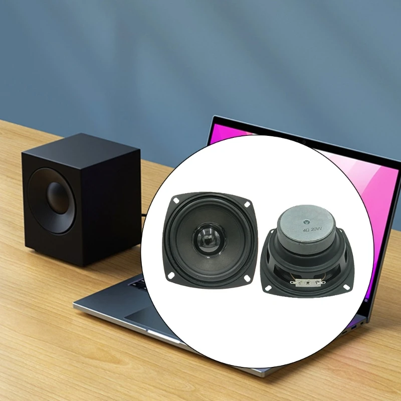 2Pcs 4inch 4Ohm 20W Low Frequency Waterproof Full Requency Bass Speaker Tweeters