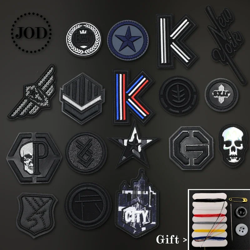 3D Leather Skull Black Sewing Embroidery Patches for Clothing Biker Decorative Clothes Patch Applique Sew on Applications