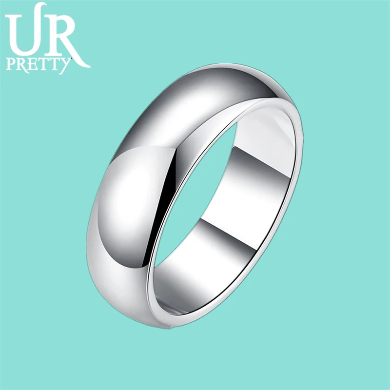 

URPRETTY Sterling Silver Smooth Circle Wedding Rings For Women Men Classic Engagement Ring Female Silver 925 Fine Jewelry 2022
