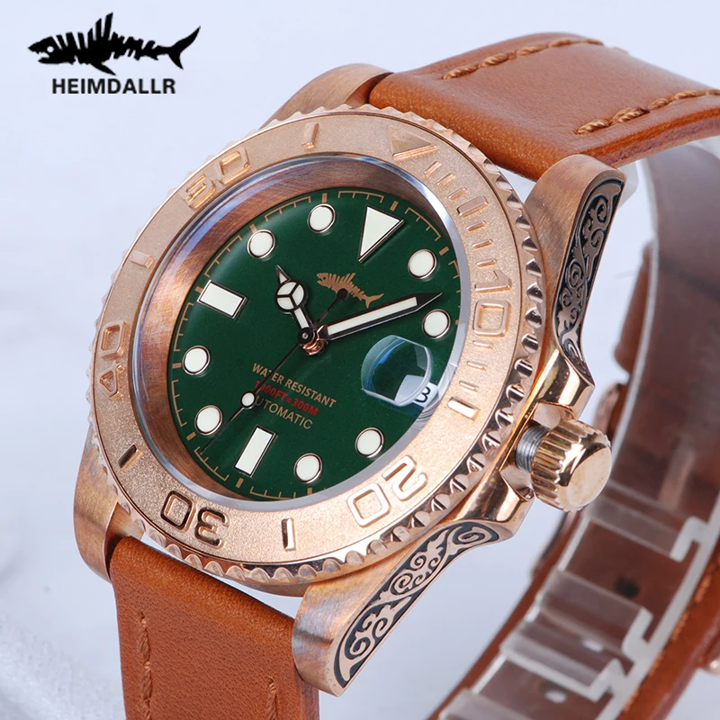 

Heimdallr New Men's Watch Black Dial Luminous Bronze Case Dive Watches Japan NH35A Self-Winding Movement Men's Mechanical Watch