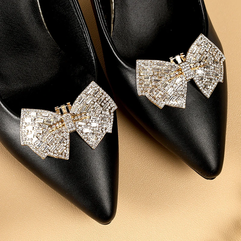 1Pcs Wedding Bowknot Crystal Shoes Clip Shoes Decoration High Heel Charm Shoes Buckle Rhinestone Shiny Clips Shoes Accessories