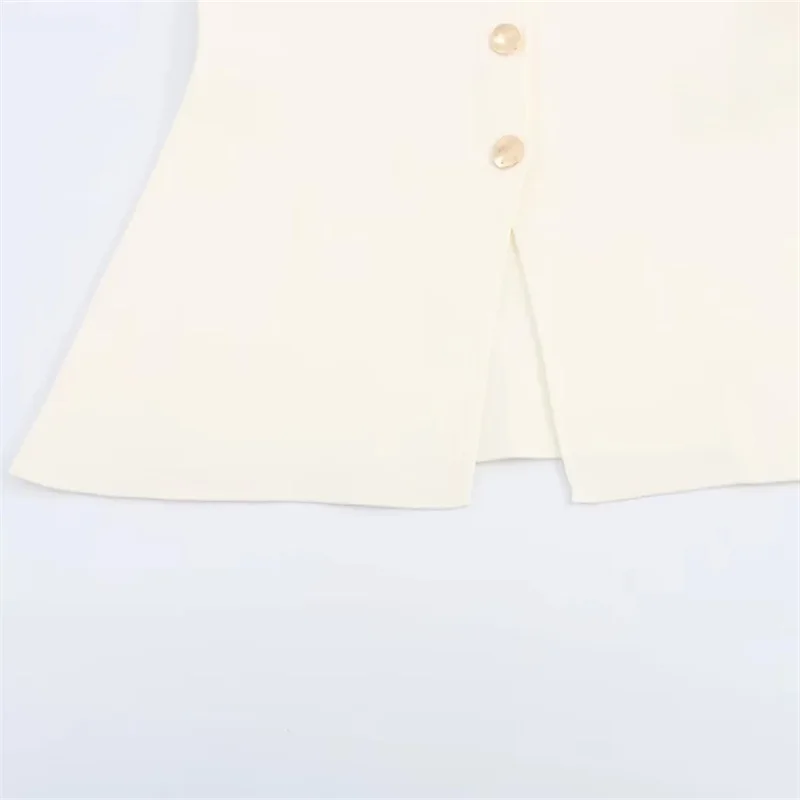 TRAF 2024 Woman Knit Vest Top Female Button Sleeveless Vest Women Summer Knitted Women's Tailored Vest Elegant Woman Coat 5