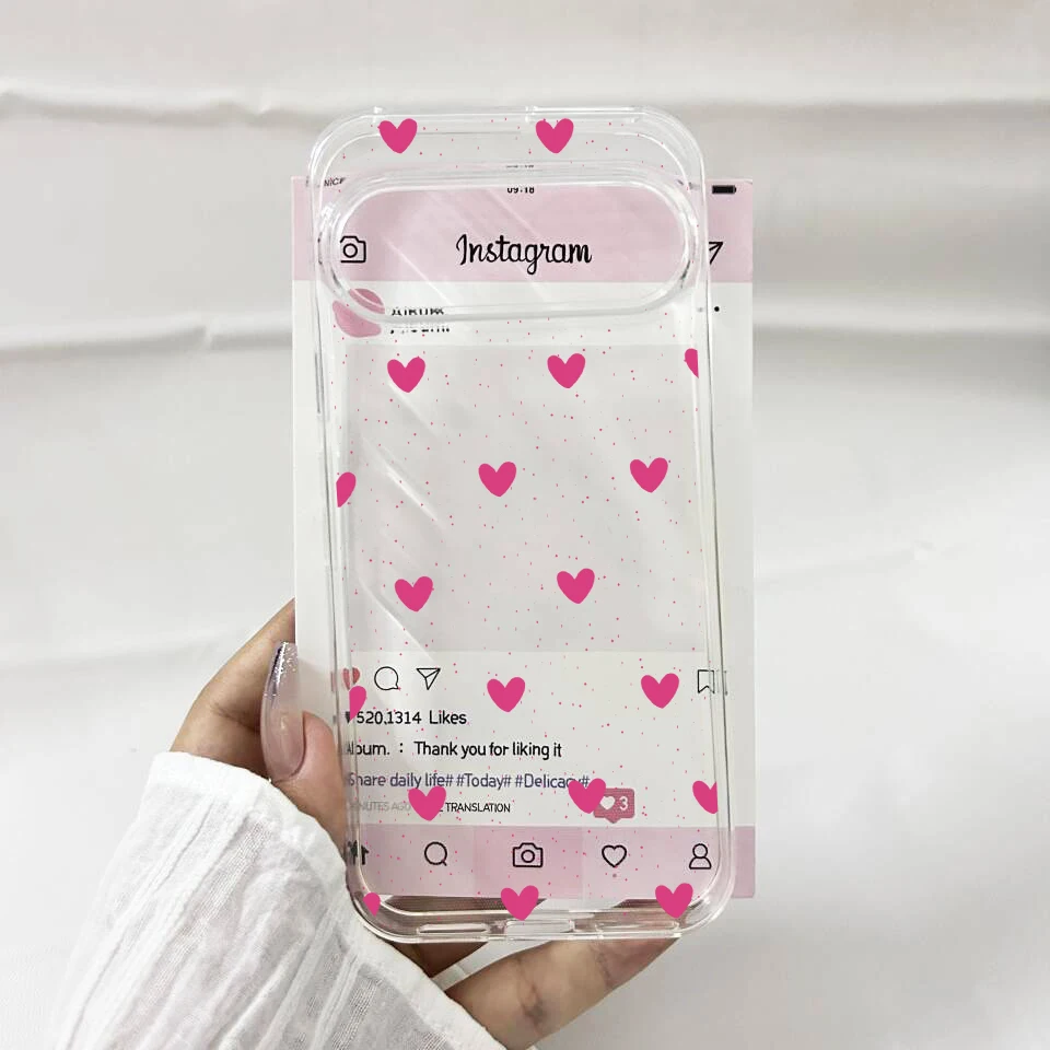 Chic Rose Pink Love Heart Polka Dot Clear Soft TPU Phone Case Cover