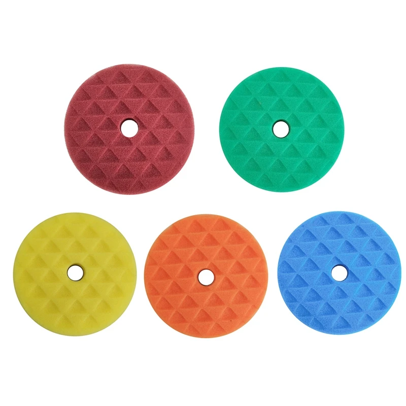 

NEW-Polishing Pads 5Pcs/Set 6 Inch Backing Plate Compound Sponge Pads Kit For Car Buffer Polisher