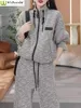 Fashion Casual Striped Top Sports Two-piece Set for Women's Spring and Autumn New Style Loose and Slim Wide Leg Pants Set 1