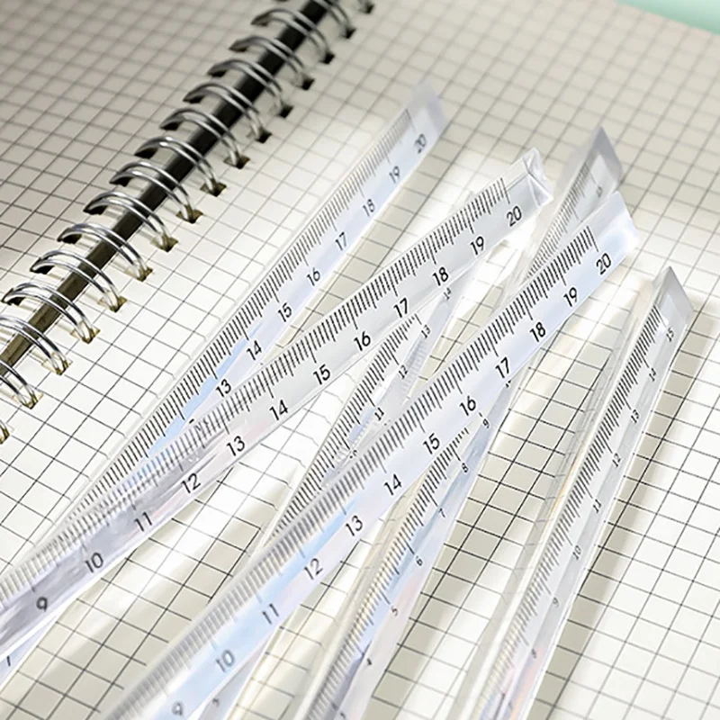 15cm /20cm Simple Transparent Triangular Straight Ruler Kawaii Tools Stationery Cartoon Drawing Gift Office School Measuring 1PC stainless steel ruler triangle ruler ruler set drawing ruler straight ruler metal ruler