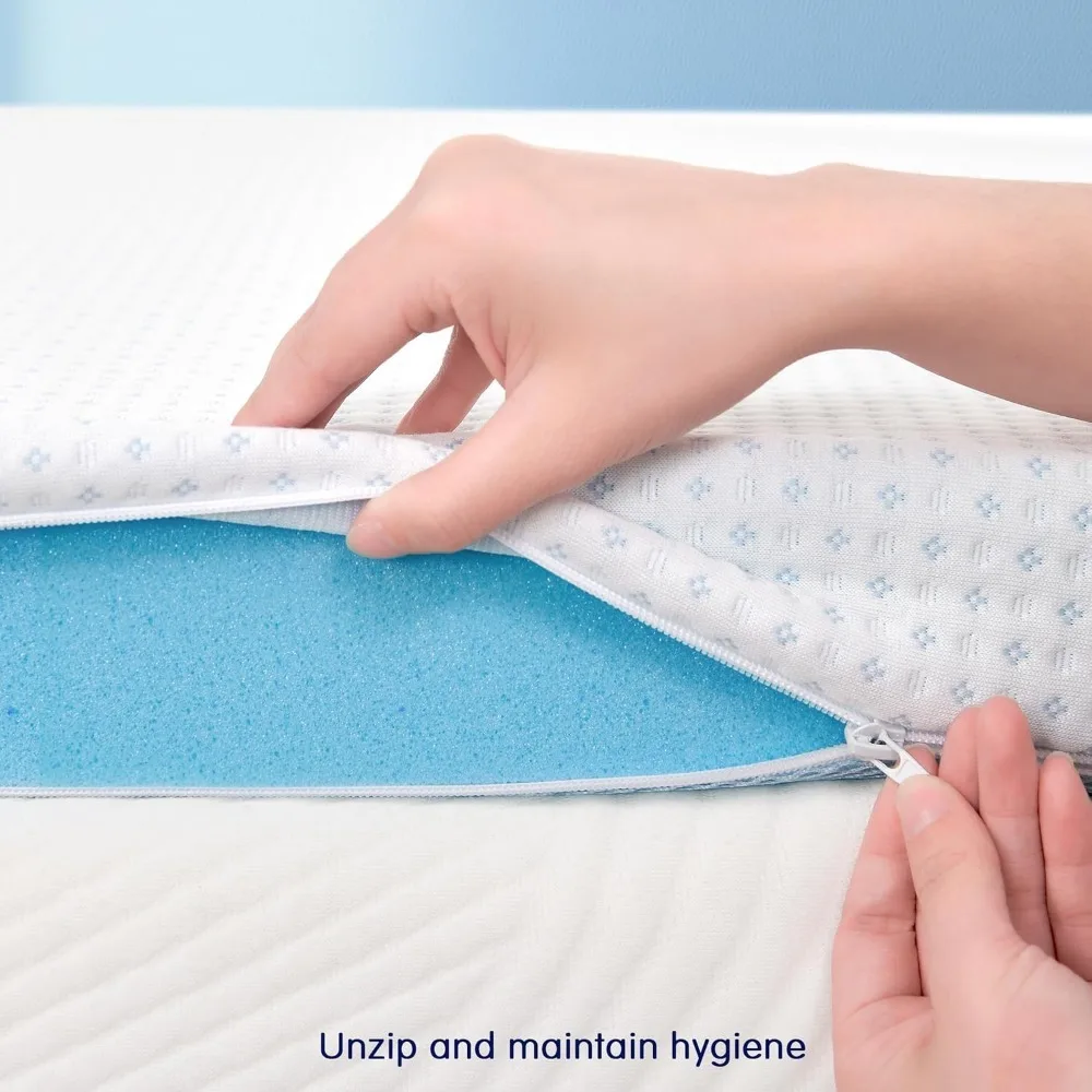 Gel-Infused Memory Foam Mattress Topper, High Density Cooling Bed Topper Pad with Breathable Removable Fitted Cover 3