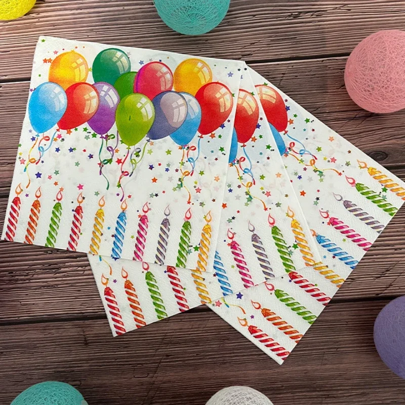 10/20pcs 33cm 2-Ply HappyBirthday Birthday Colourful Balloon Candle Colourful Paper Placemat Birthday Party Tissue Paper