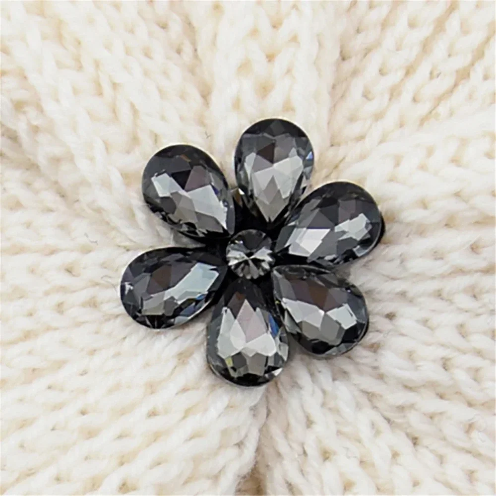 Bohemian Style Winter Woolen Flower Drill Belt Knitted Hat European and American  Women Turbans Cap 6