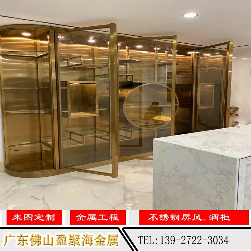 Stainless Steel Wine Rack Display Design Luxury Glass Dinning Room Thermostatic Wine Cabinet Restaurant Kast Club Furniture
