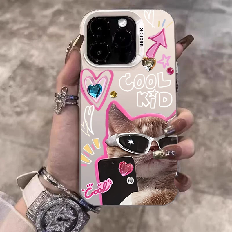 Stylish Cool Cat Electroplate Phone Case Cover