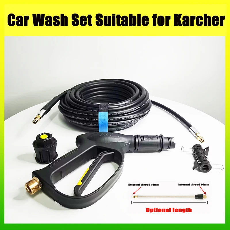 

Car Cleaning Kit for Karcher Including High-pressure Cleaning Gun Cleaning Hose Extension Hose Docking Metal Long Rod Adapter