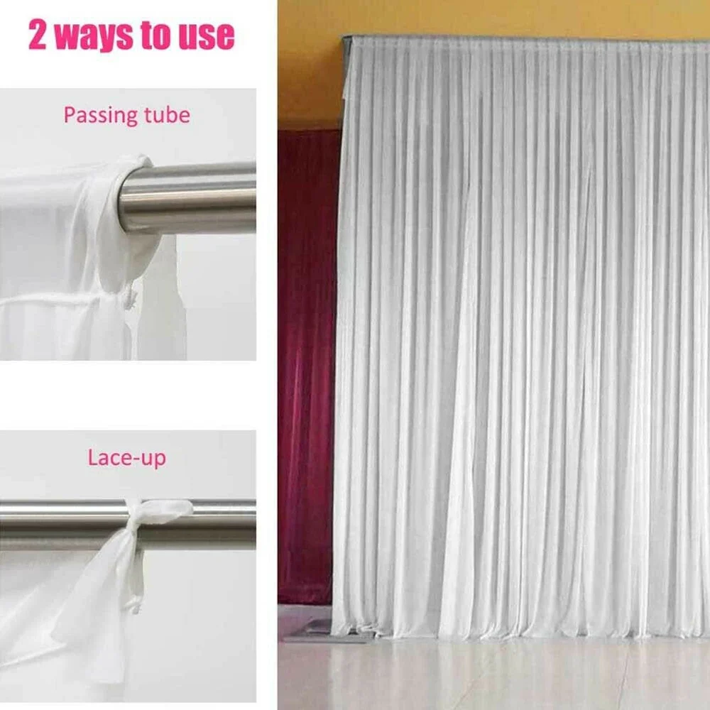 2x2m/3x3M Sheer Silk Wedding Party Backdrop Drape Panels Hanging Curtains Events Party Stage Background Decor Accessories