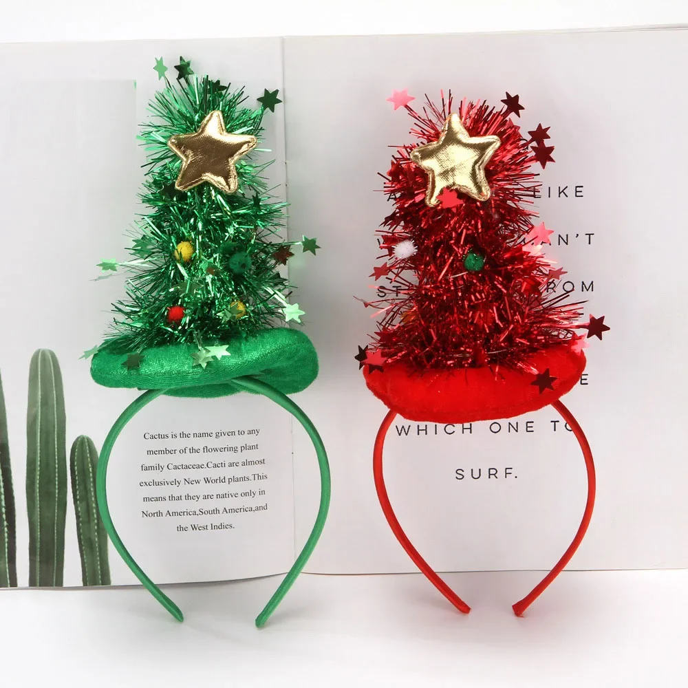 Women Child LED Flashing Headband Light Up Hair Band Tree Holiday Party Accessory Gift Red Green Decoration Wedding Festival