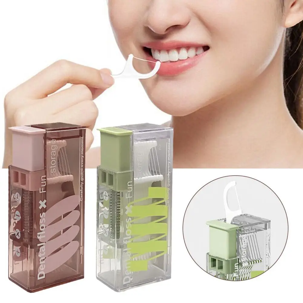 

Portable Floss Storage Box Auto Refillable Oral Hygiene Pick Care Dispenser Contains Floss Floss 10Pcs Floss S9T5