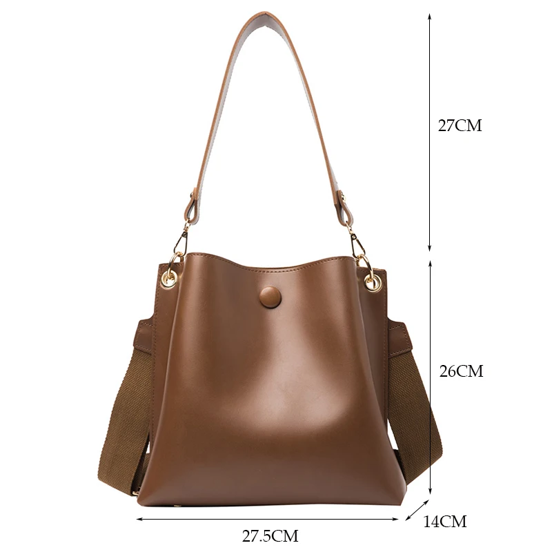 Soft Cowhide Leather Bucket Bag for Women Shoulder Bag Soft Ladies Casual  Crossbody Bags (Color : Gray1)