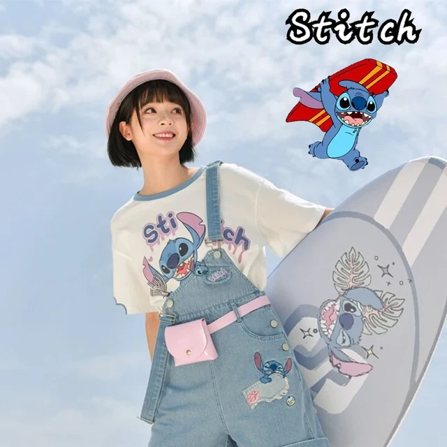 Disney Stitch Vintage Denim Overalls Women Cartoon Cute Girl Niche Pants  Jeans Casual Loose Trend All