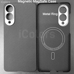 Ultra - Thin Carbon Fiber Case - Sleek Aramid Fiber Protective Cover, Slim & Lightweight Design - Galaxy S25 Edge (600D(Mag)Fine Ring)
