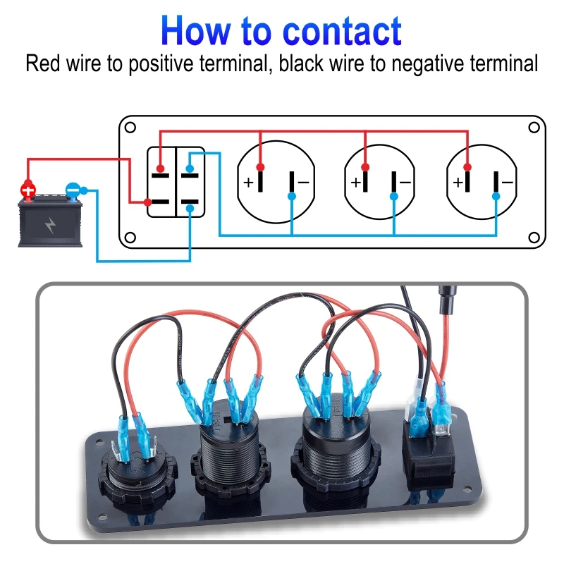 Presa per caricabatteria da auto USB C 12V/24V Presa di ricarica rapida USB impermeabile Doppio adattatore per presa di corrente PD3.0 e QC3.0 con voltmetro LED