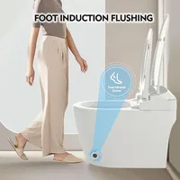 Heated Seat Smart Toilet 1 Piece Toilet Automatic Flush Tank Less Toilet Without Bidet, with Foot Sensor Flush White Night Light 2