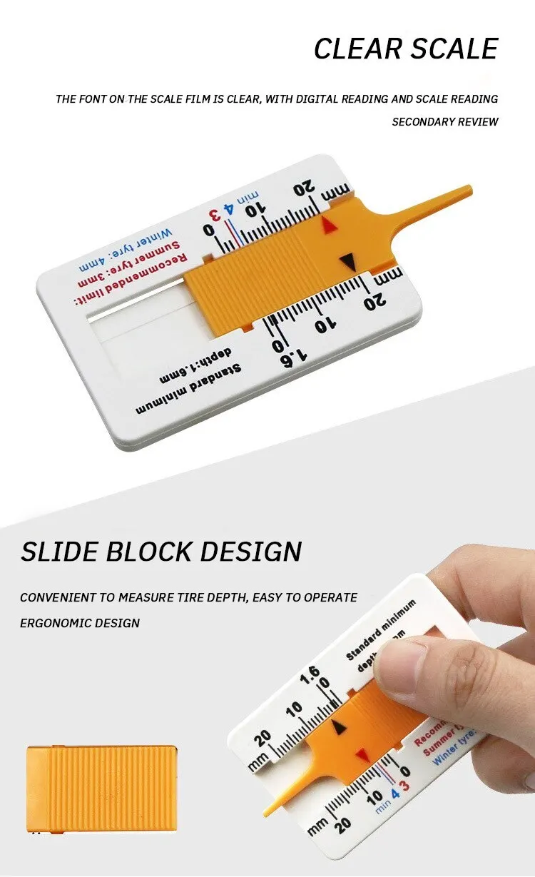 Tyre Tread Depth Gauge 3pcs Plastic Tire Pattern Ruler Scale Clear Portable Durable Creative Tire Pattern Depth Ruler Vernier Depth Caliper 0 to 20mm