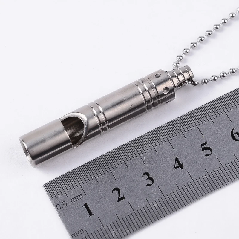 Dog Training Titanium Alloy Whistle With Stainless Steel Neck Chain High Decibel Whistle Outdoor Survival Keychain
