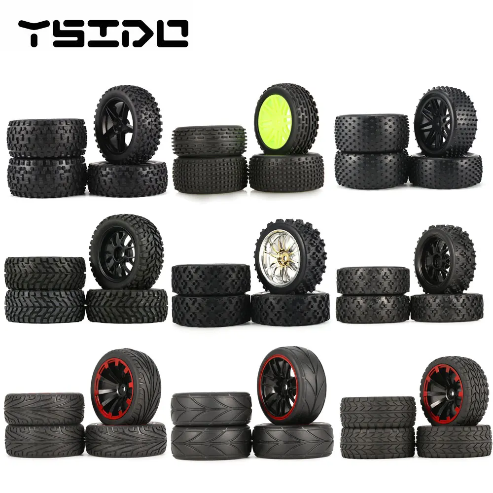 YSIDO 4Pcs 1/12 1/14 Off Road Buggy Tires Wheel Rims 12mm Hex for HSP 94177 Wltoys 144001 124018 124019 124017 124016 RC Car