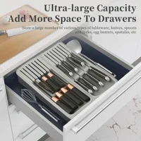 Expandable Utensil Tray for Kitchen Organizers, For Drawer, Cabinet And Shelf,Storage for Spoons, Forks, Knive 2