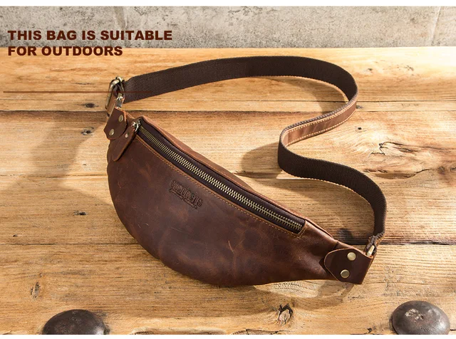 New Arrival Cowhide Leather Men Casual Bum Bag Sling Bag Replica