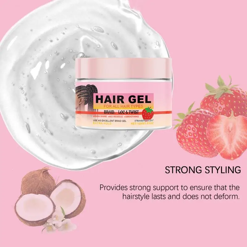 Braid Gel Edges Control Strong Hold Pomade Anti-Frizz Smooth Lasting Broken Hair Finishing Shaping Hair Edges Control Cream
