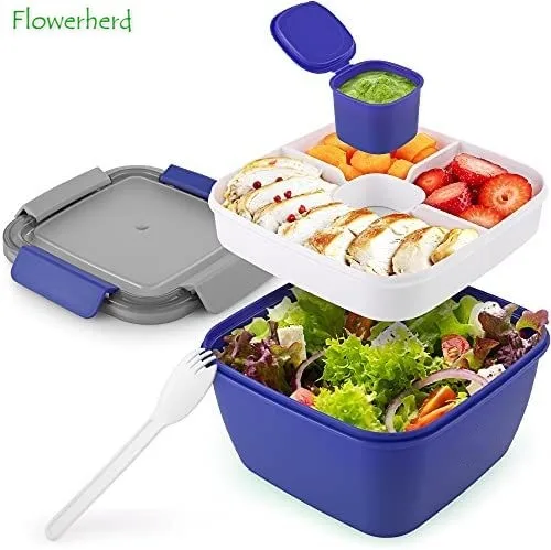 Bento Box Salad Lunch Containers with Compartments,52-oz Salad Bowl wi –  KeFanta